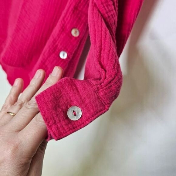 Soft Surroundings Womens Pink‎ Long Sleeve Buttoned Tunic Top S 100% Cotton - Picture 11 of 15